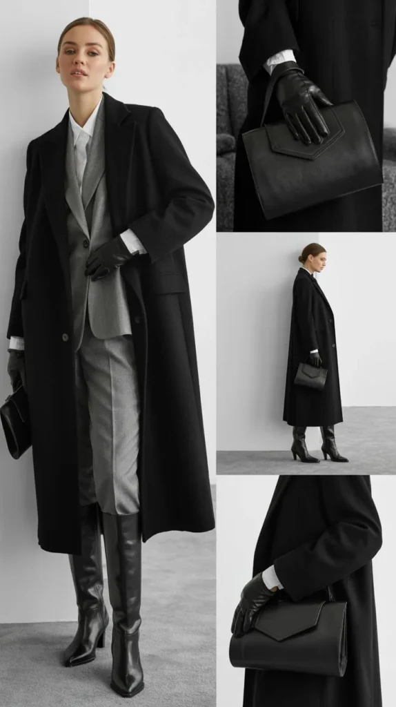  Longline Coat with Monochrome Ensemble