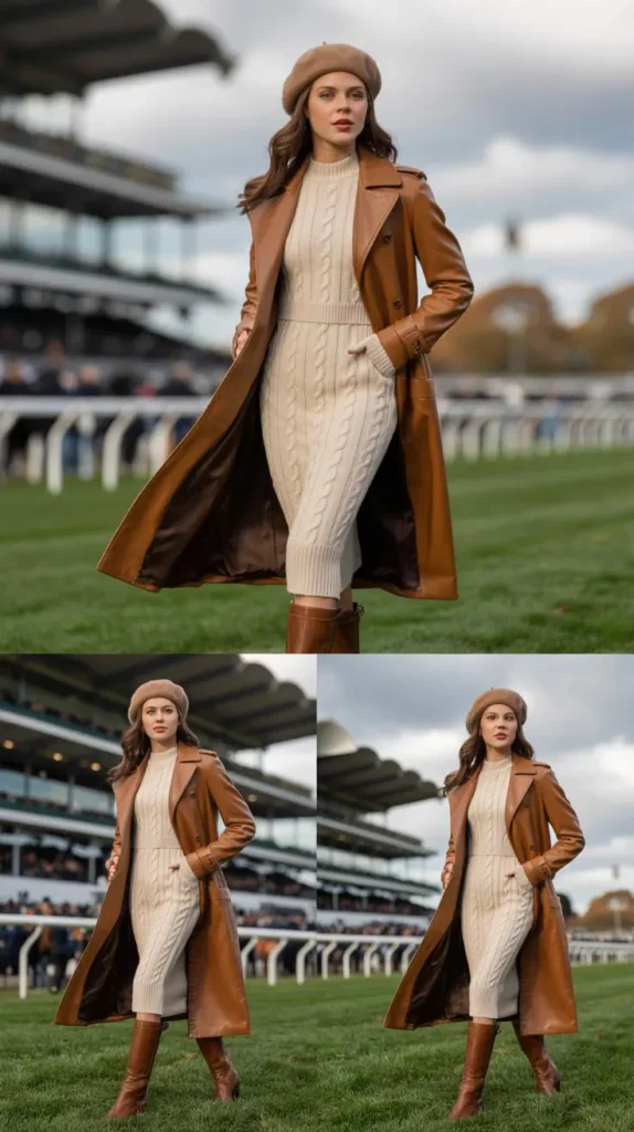 Leather Trench with Midi Dress