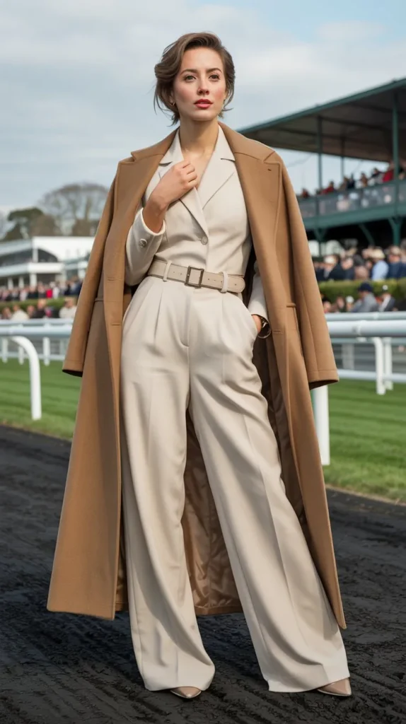 Wool Jumpsuit with Belted Coat