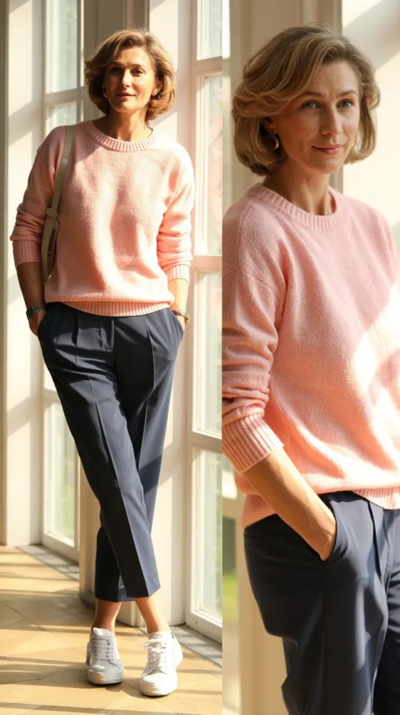 Pastel Sweater with Cropped Pants