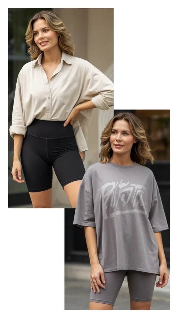 Oversized Shirt with Biker Shorts
