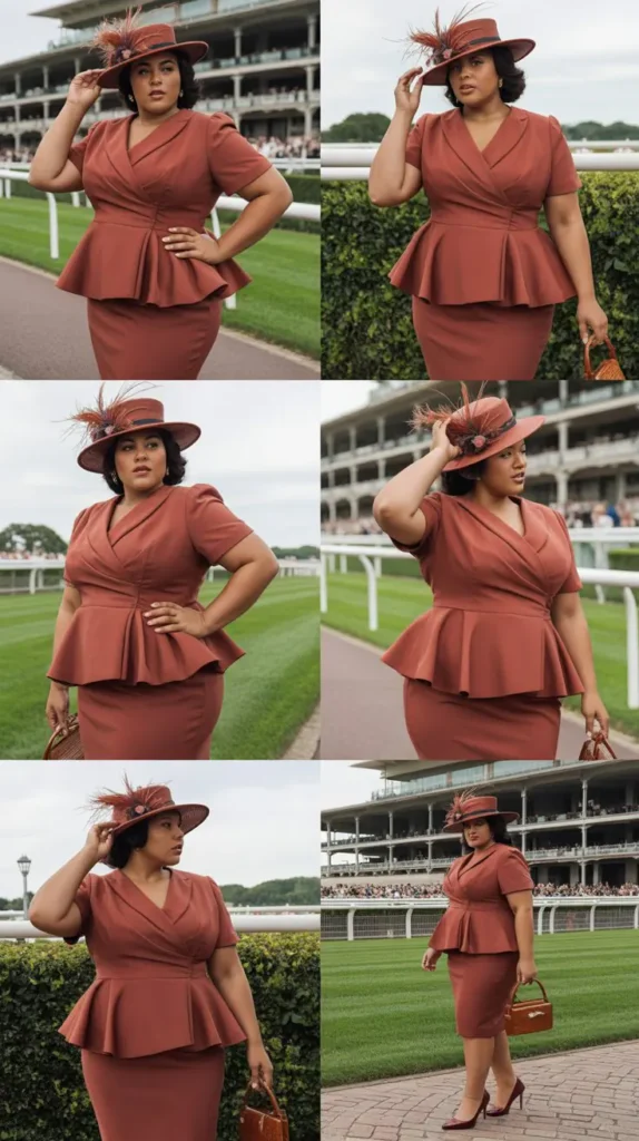 Peplum Dress with Structured Hat