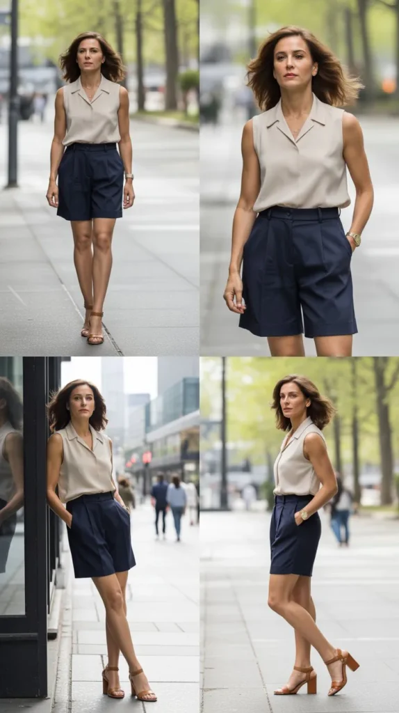 Sleeveless Top with Tailored Shorts