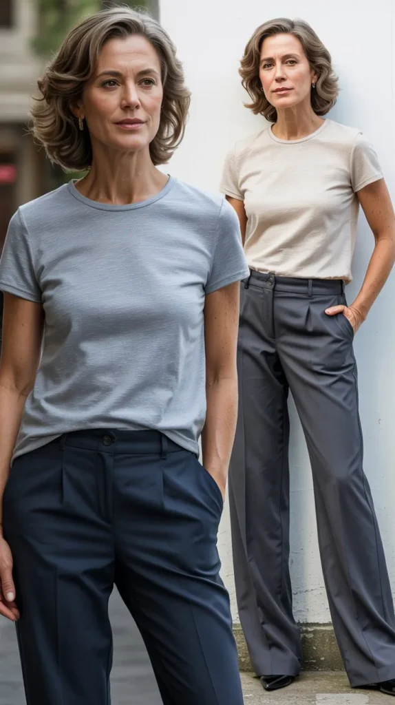 Casual T-Shirt with Tailored Pants