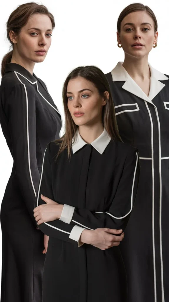 Black Dress with White Contrast Details