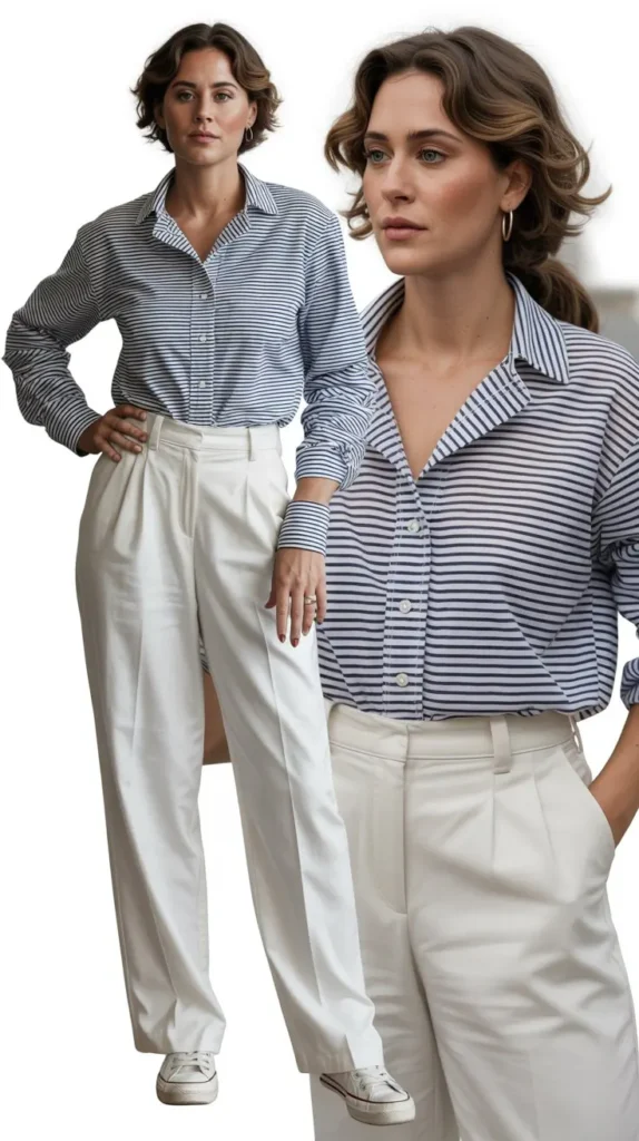 Striped Shirt with White Pants