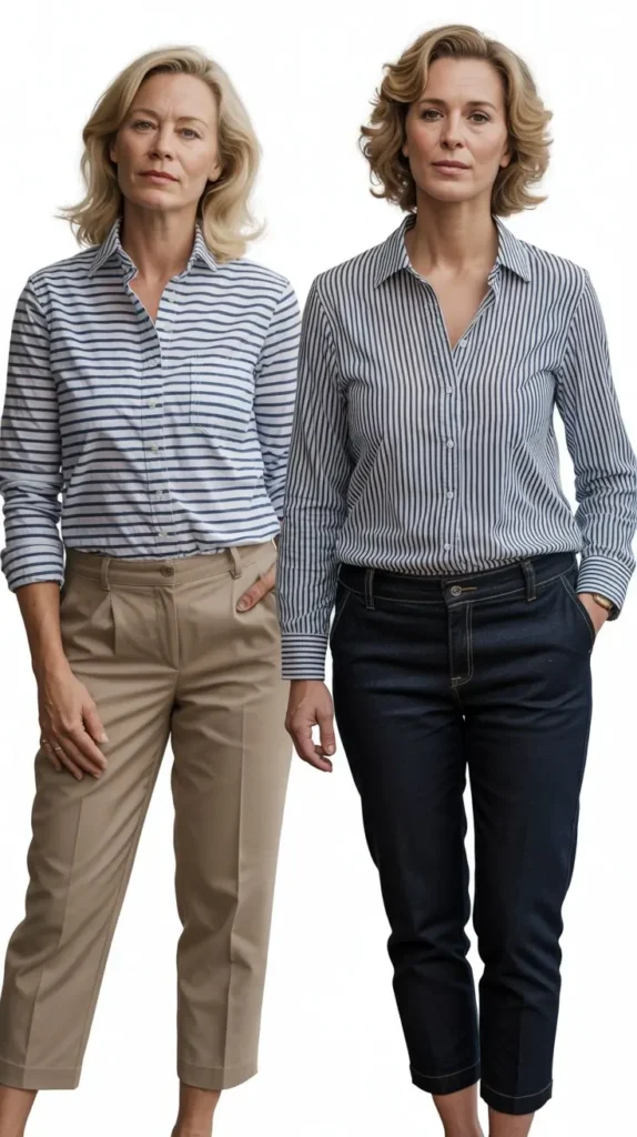 Striped Shirt with Cropped Pants