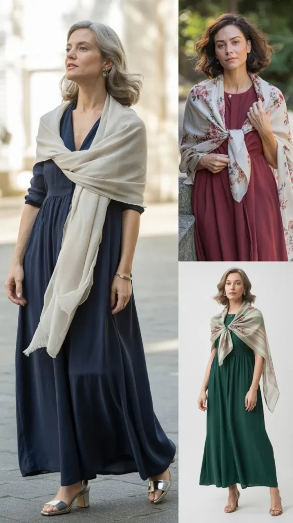 Maxi Dress with Lightweight Scarf