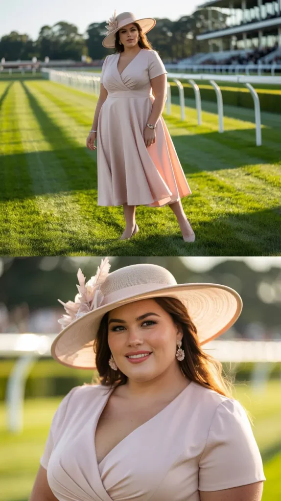 Classic A-Line Dress with Statement Hat