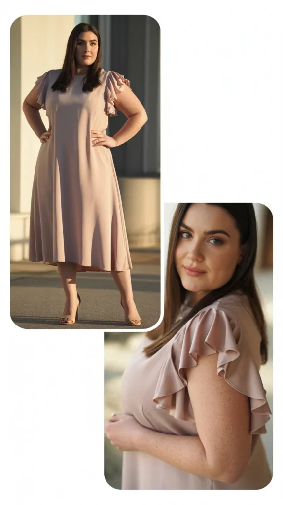 Ruffled Sleeve Midi Dress