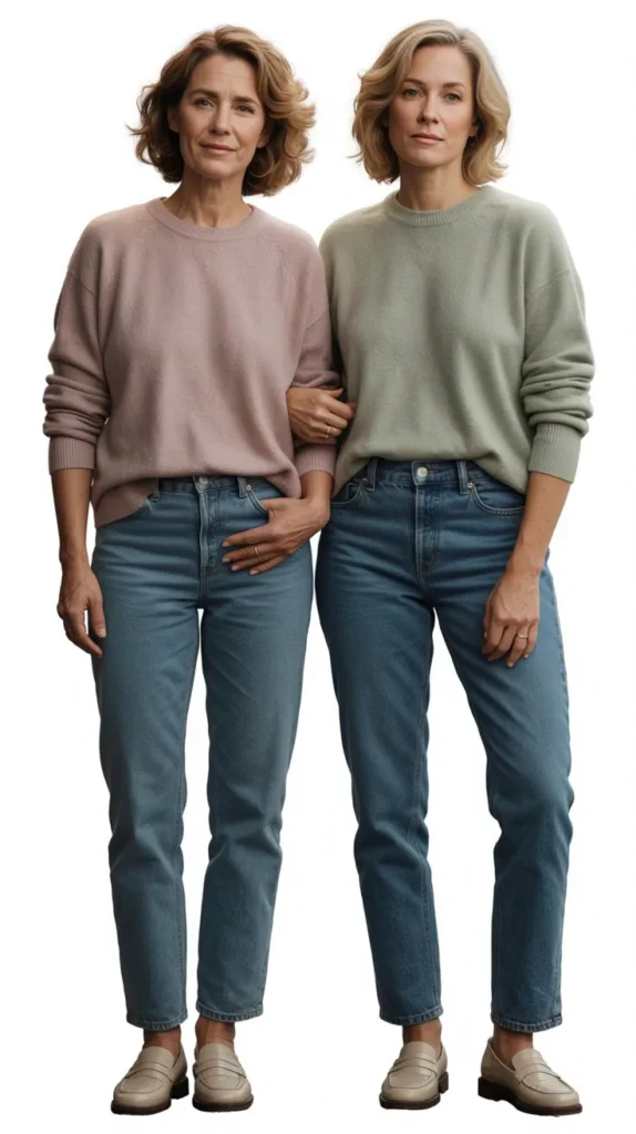 Pastel Sweater with Straight Jeans