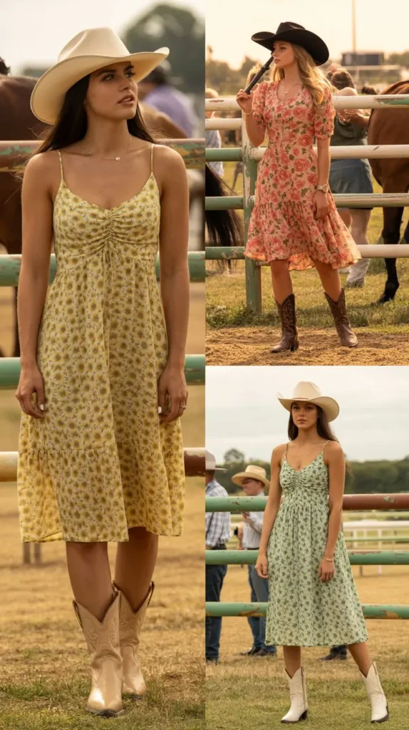Sundress with Cowboy Boots
