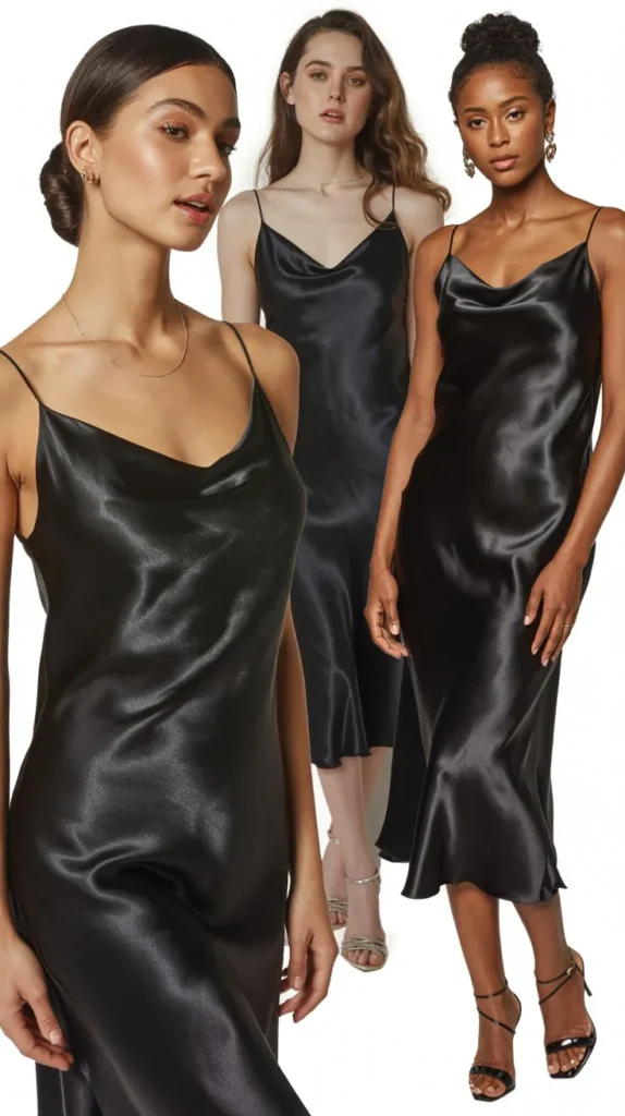 Black Satin Slip Dress