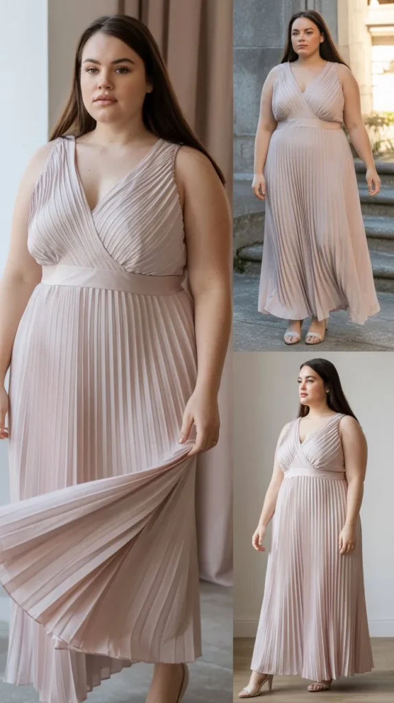  Pleated Chiffon Maxi Dress