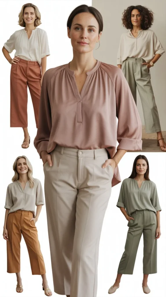 Relaxed Blouse with Cropped Pants