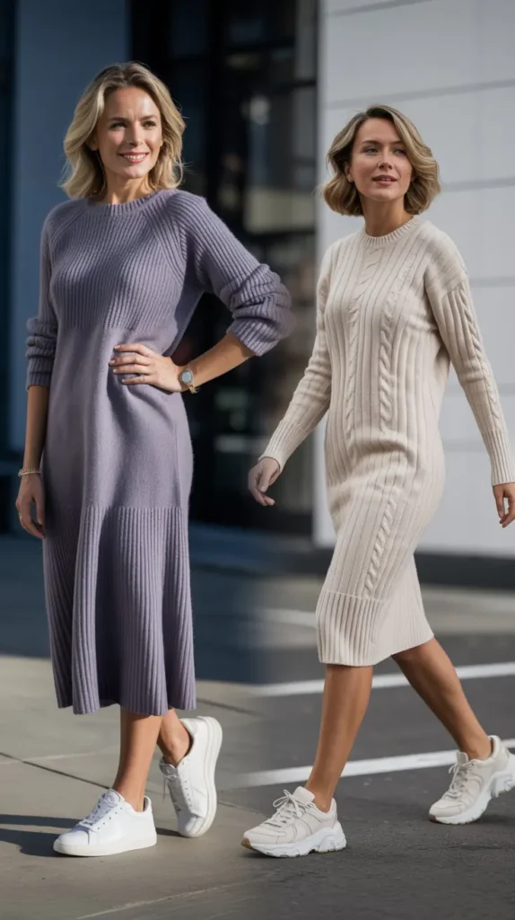 Knit Dress with Sneakers