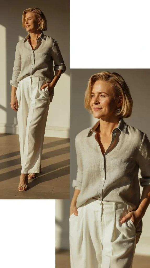 Linen Shirt with White Pants