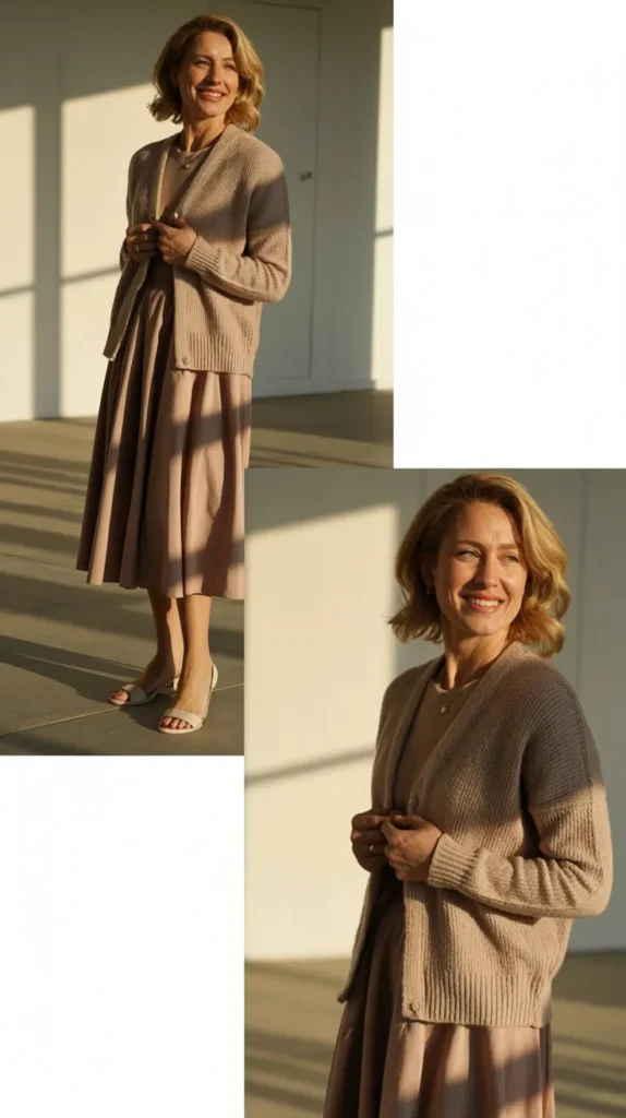 Cardigan with Midi Skirt