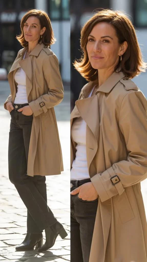 Trench Coat with Straight Jeans
