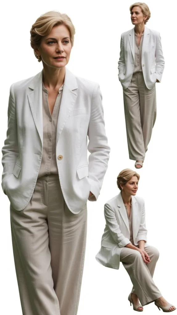 Linen Blazer with Relaxed Pants
