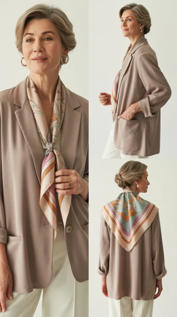 Soft Blazer with Printed Scarf