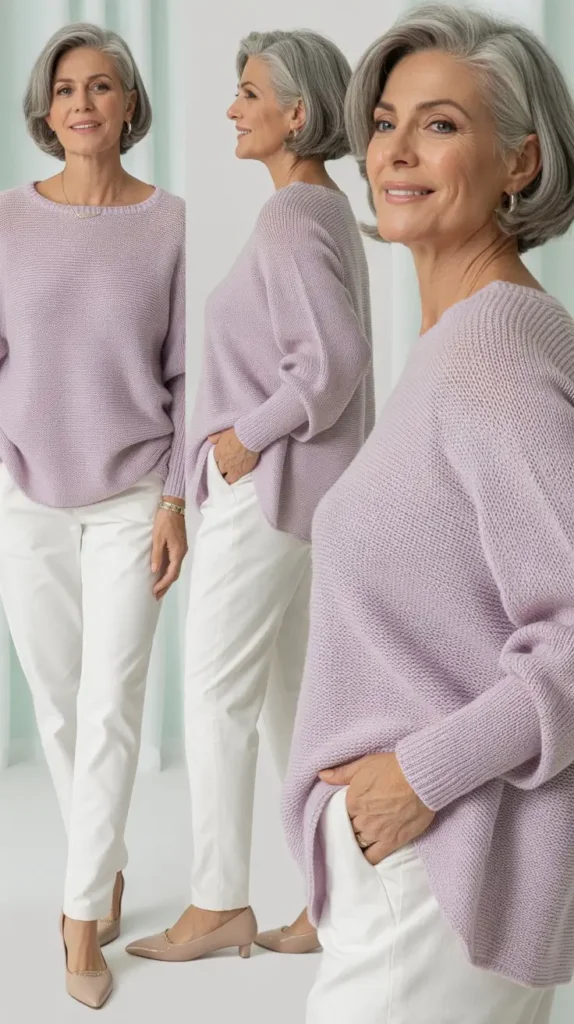  Pastel Sweater with White Pants