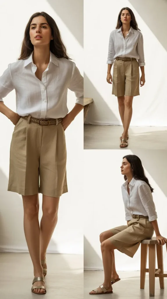 Linen Shirt with Tailored Shorts
