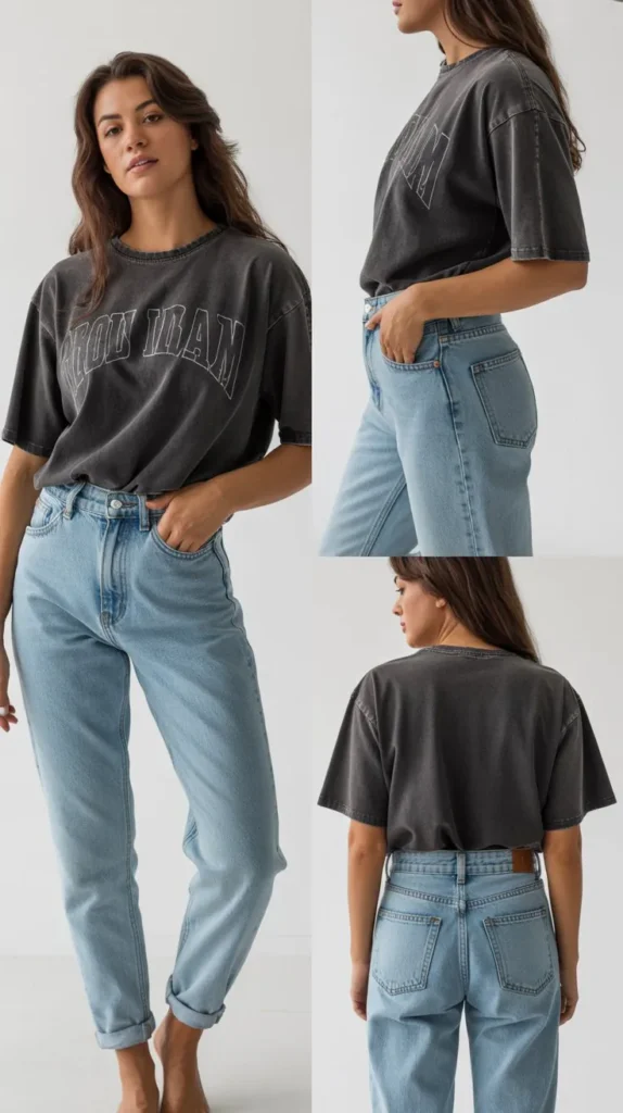 Graphic Tee with Mom Jeans