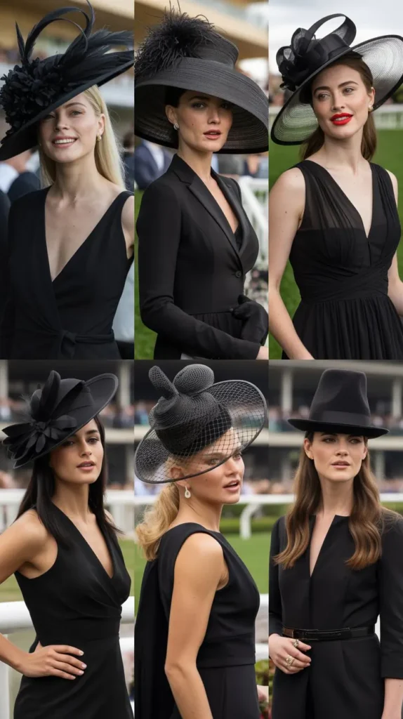 23. Classic Black Dress with a Dramatic Hat