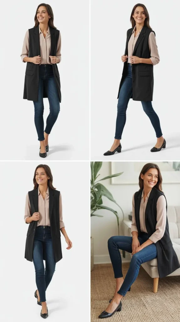 Longline Vest with Slim Jeans