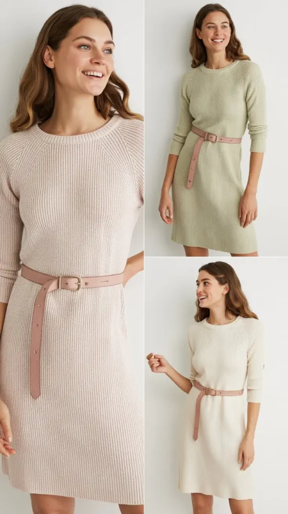 Knit Dress with Belted Waist