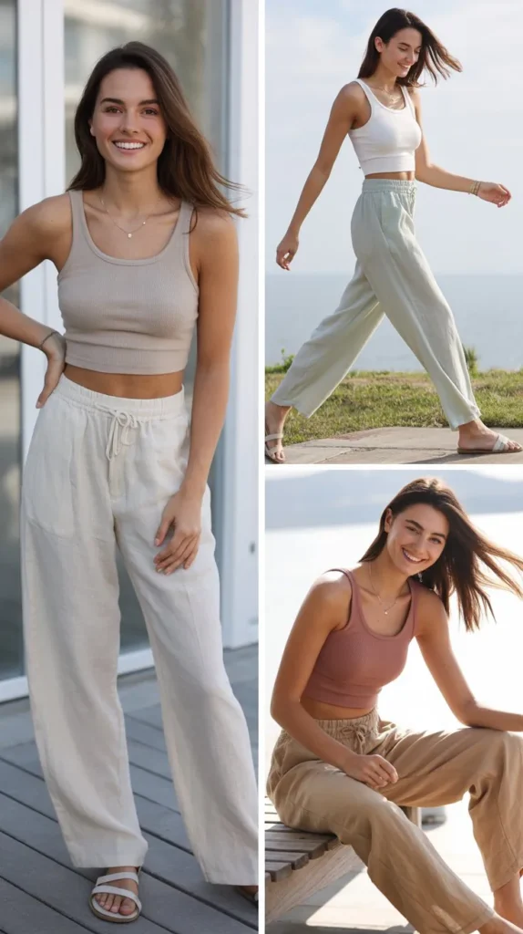 Linen Pants with Crop Top
