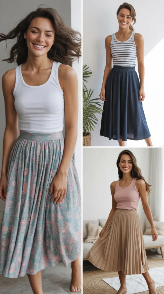 Midi Skirt with Tank Top
