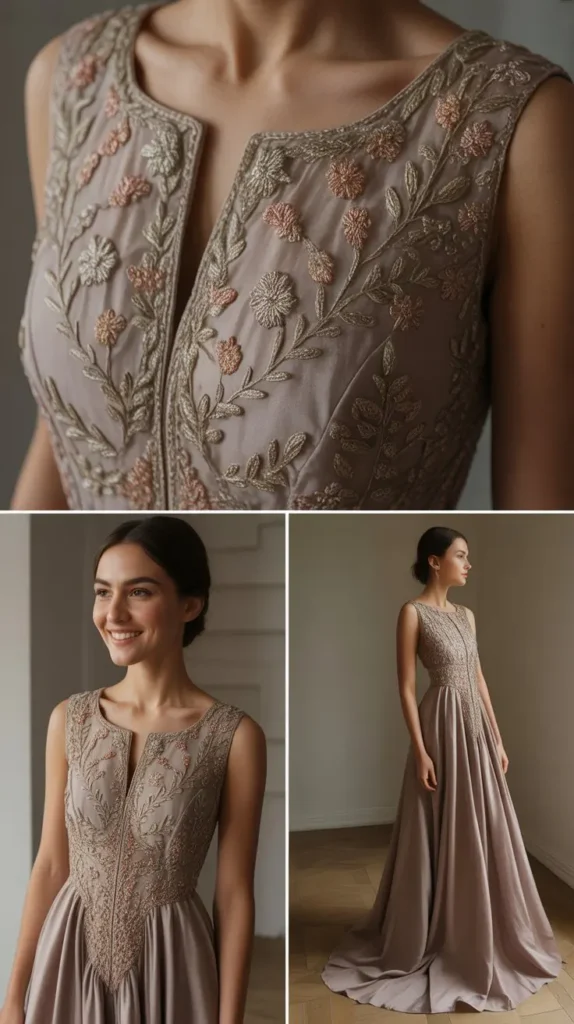 24. Embroidered Details with Minimal Additional Ornamentation