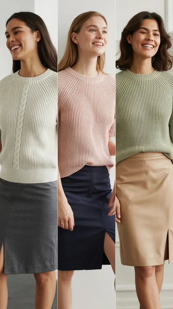 Lightweight Knit Top with Pencil Skirt
