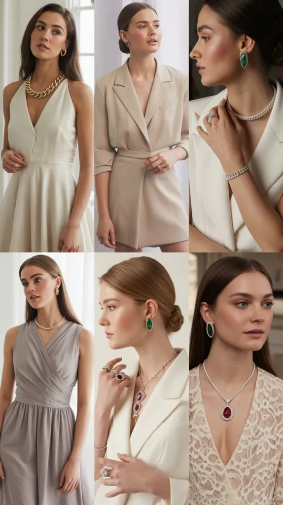 22. Sophisticated Neutral Palette with Statement Jewelry