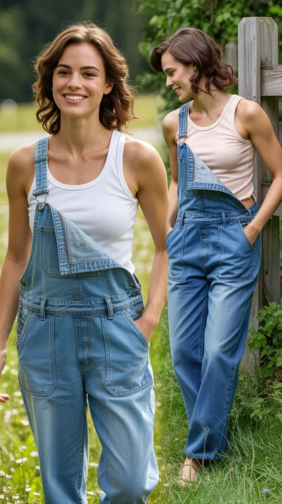  Denim Overalls with Tank Top