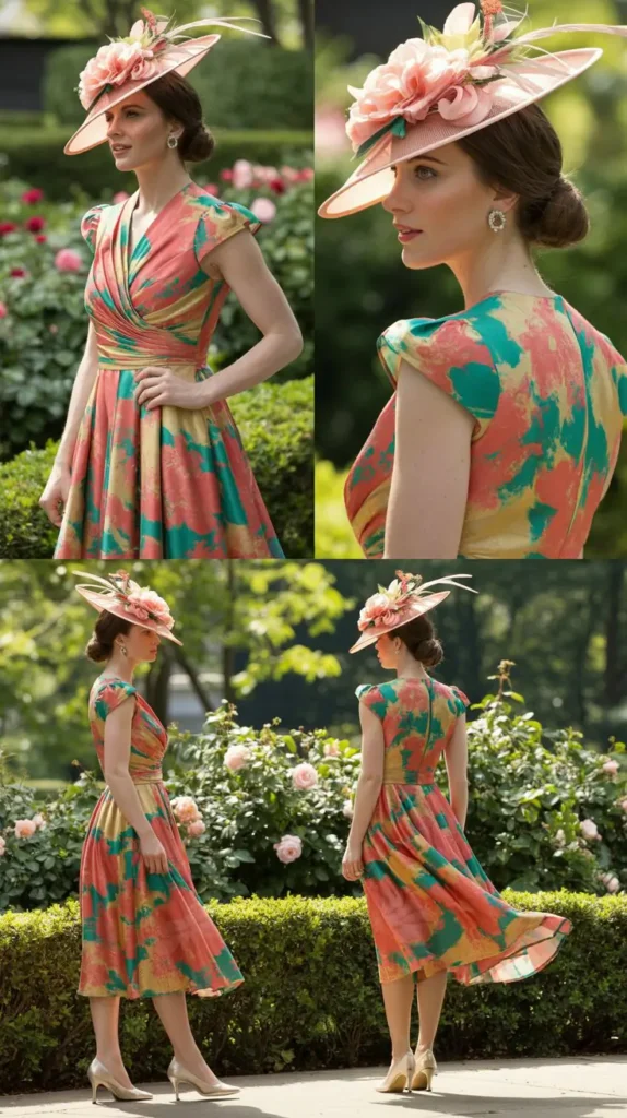 Floral Print Dress with Fascinator