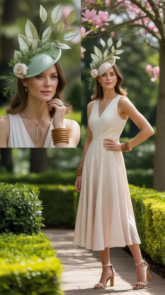 Botanical-Inspired Accessories with Neutral Dress