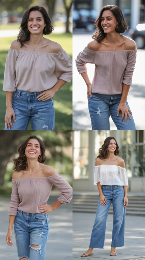 Off-Shoulder Top with Jeans
