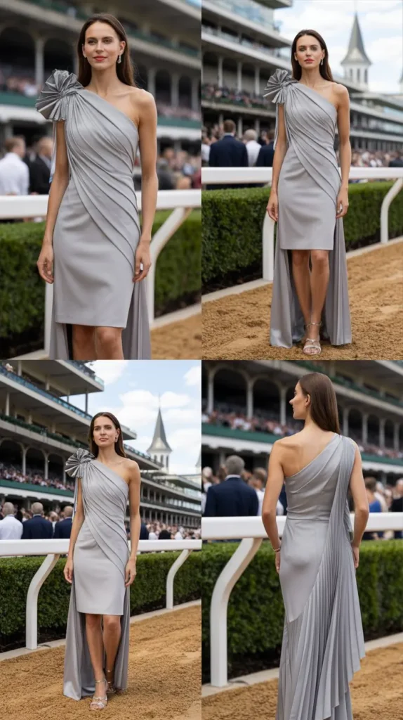 Asymmetrical Dress with Side Draping