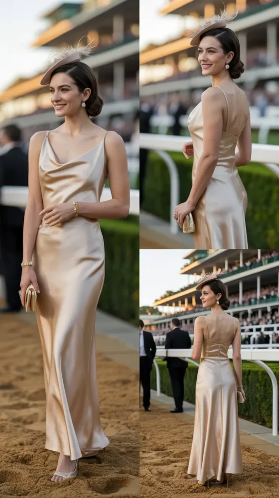 Elegant Champagne Gown with Minimalist Accessories