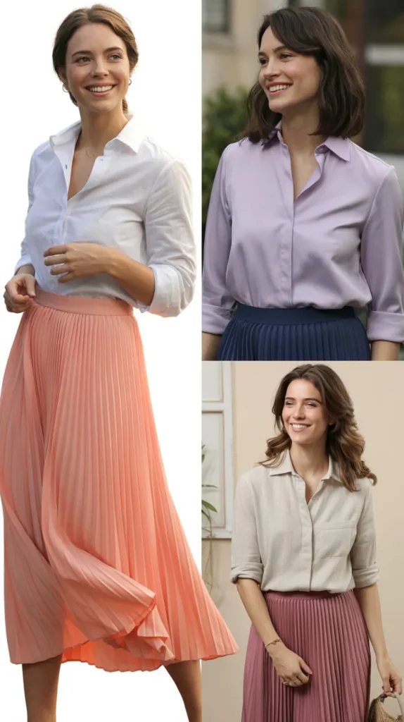 Pleated Skirt with Blouse