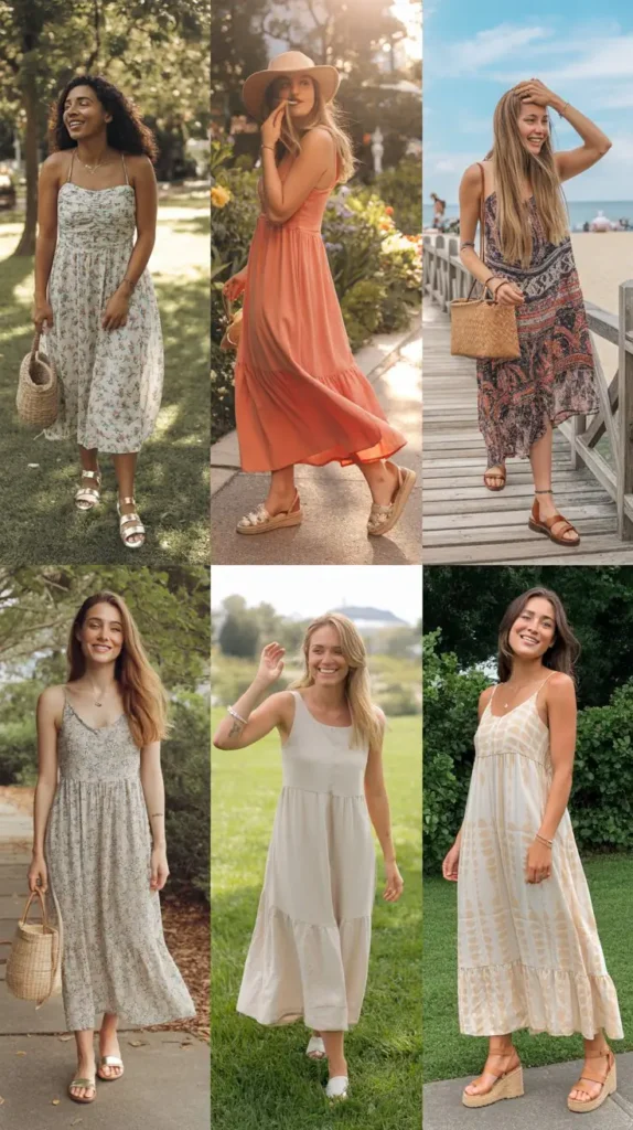  Flowy Maxi Dress with Sandals