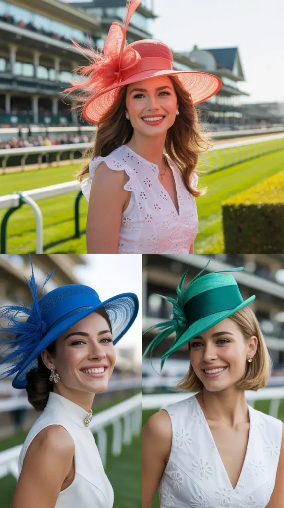 10. White Eyelet Dress with a Colorful Statement Hat