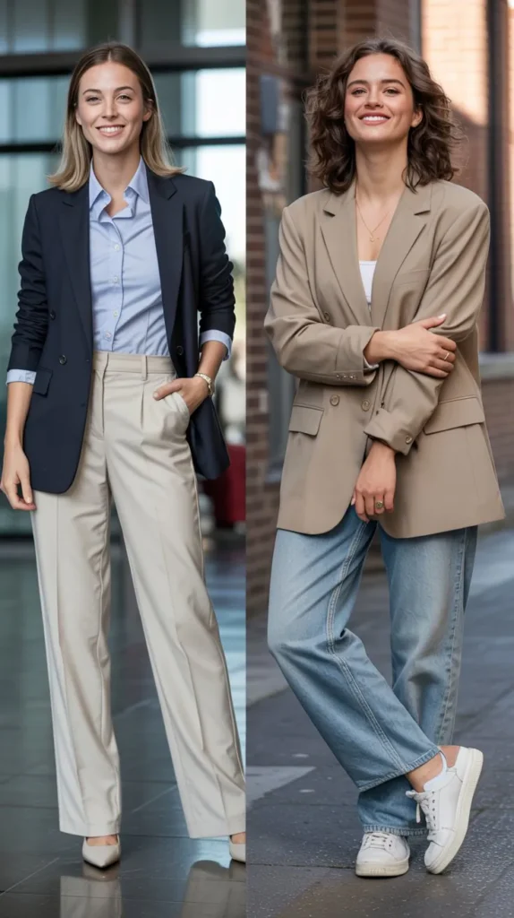 Blazer with Casual Trousers