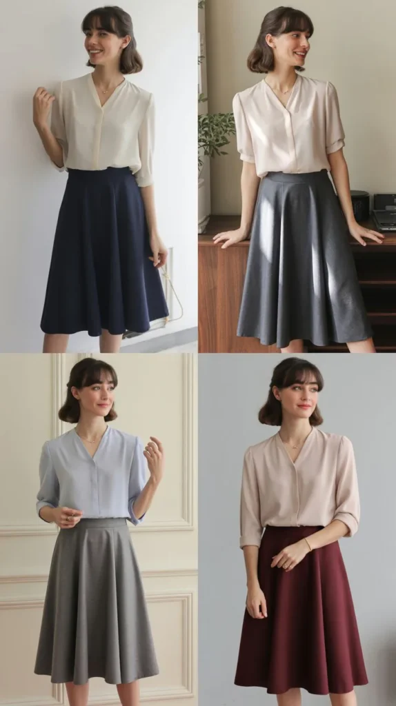 Soft Blouse with A-Line Skirt