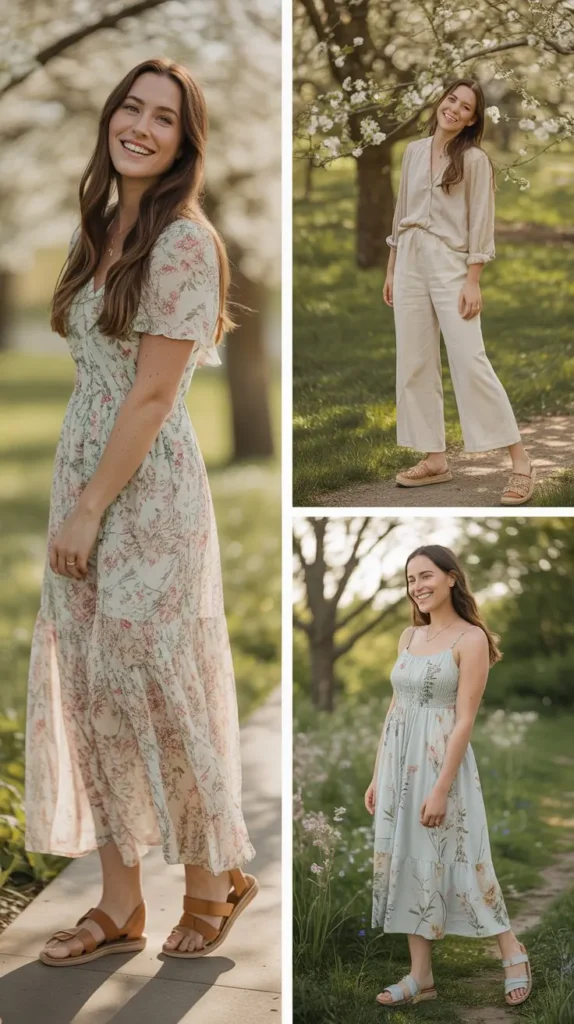 Floral Maxi Dress with Sandals