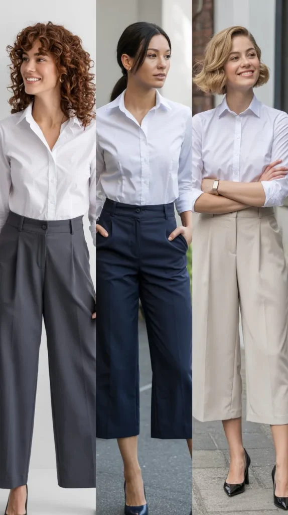 White Shirt with High-Waisted Culottes