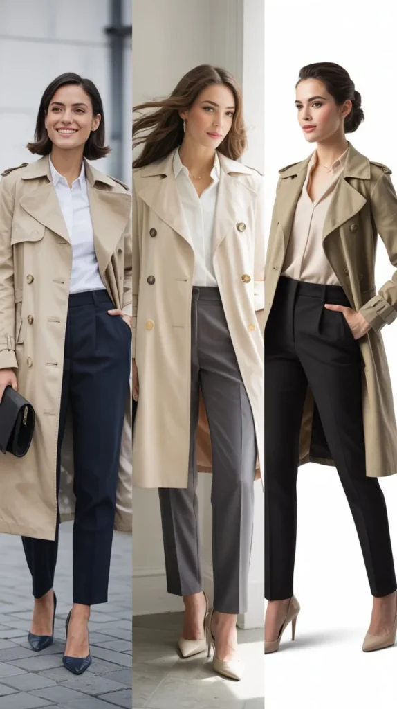 Lightweight Trench Coat with Slim Trousers